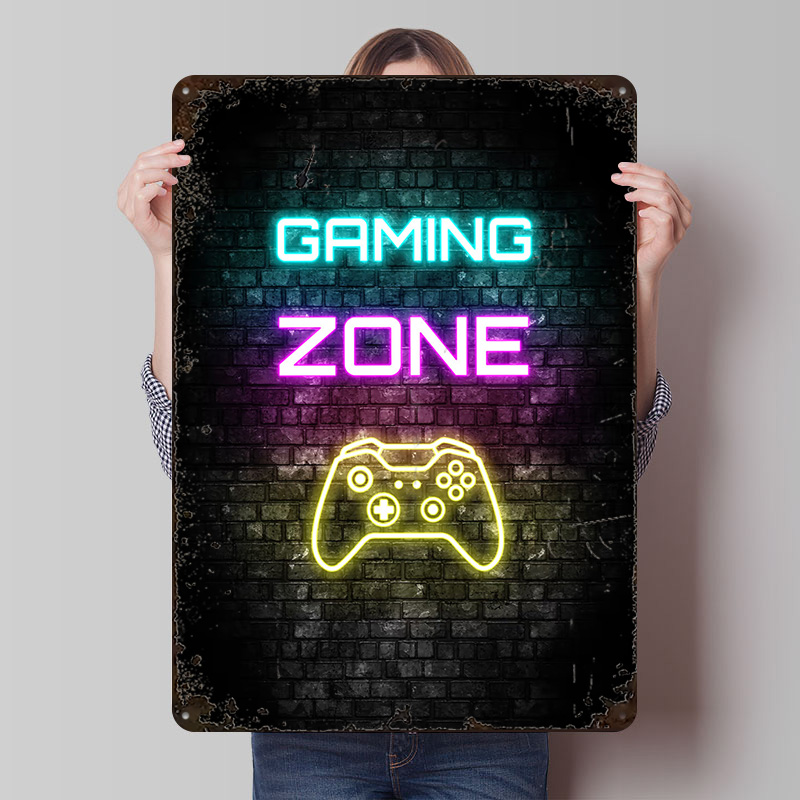 Poster Cetak Neon Sign Zona Ga - Retro Gaming On ulasan dan harga