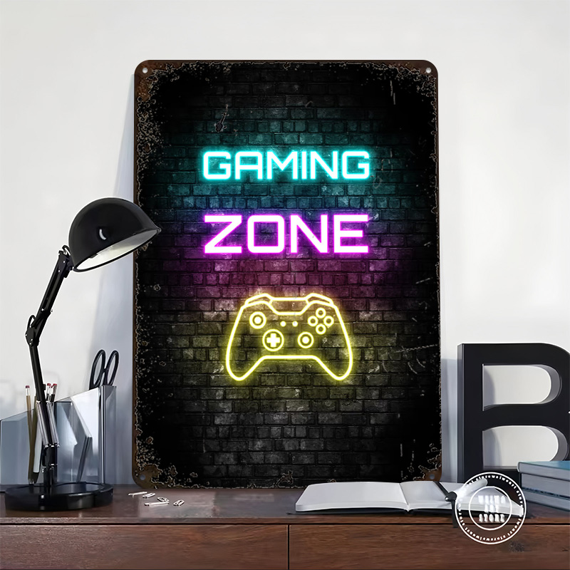 Poster Cetak Neon Sign Zona Ga - Retro Gaming On ulasan dan harga